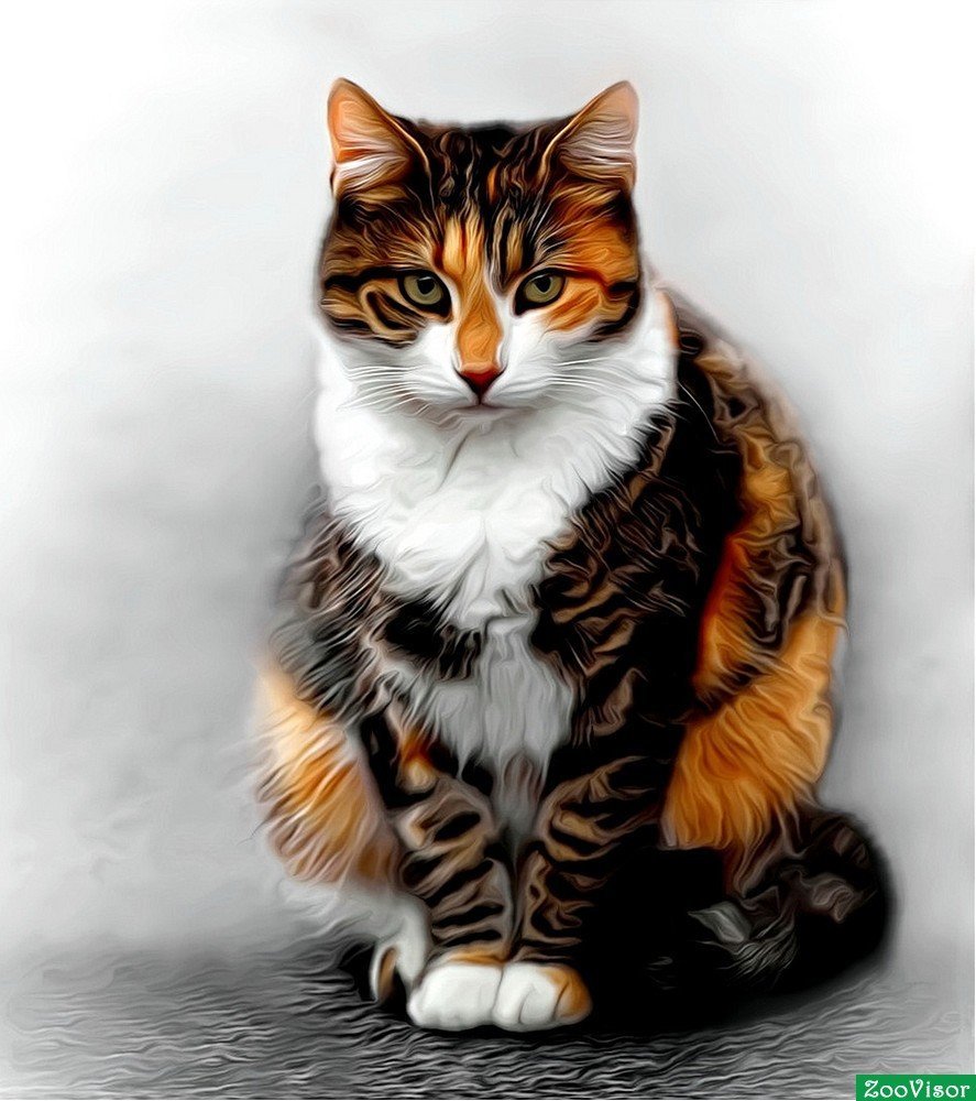 Кошка трехцветная табби