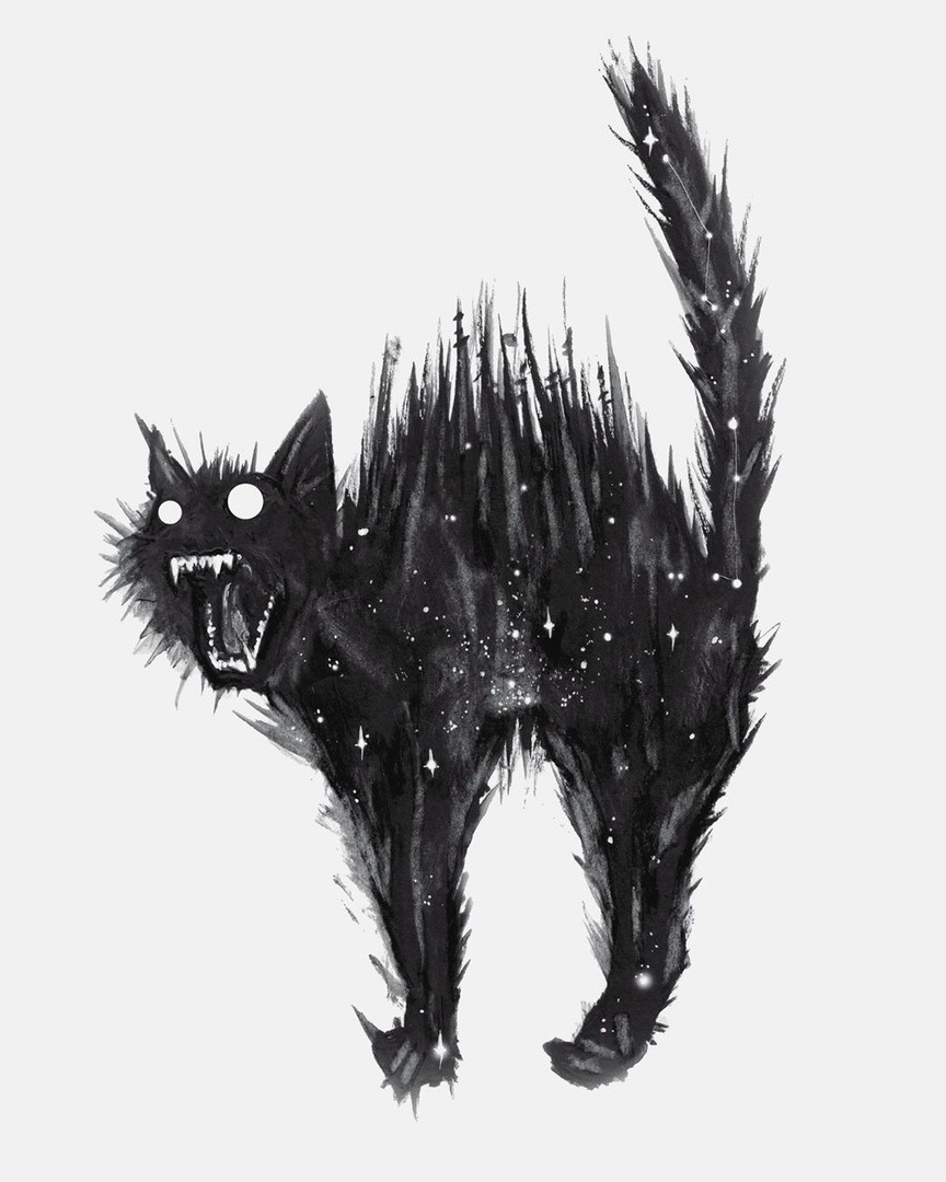 Страшный черный кот