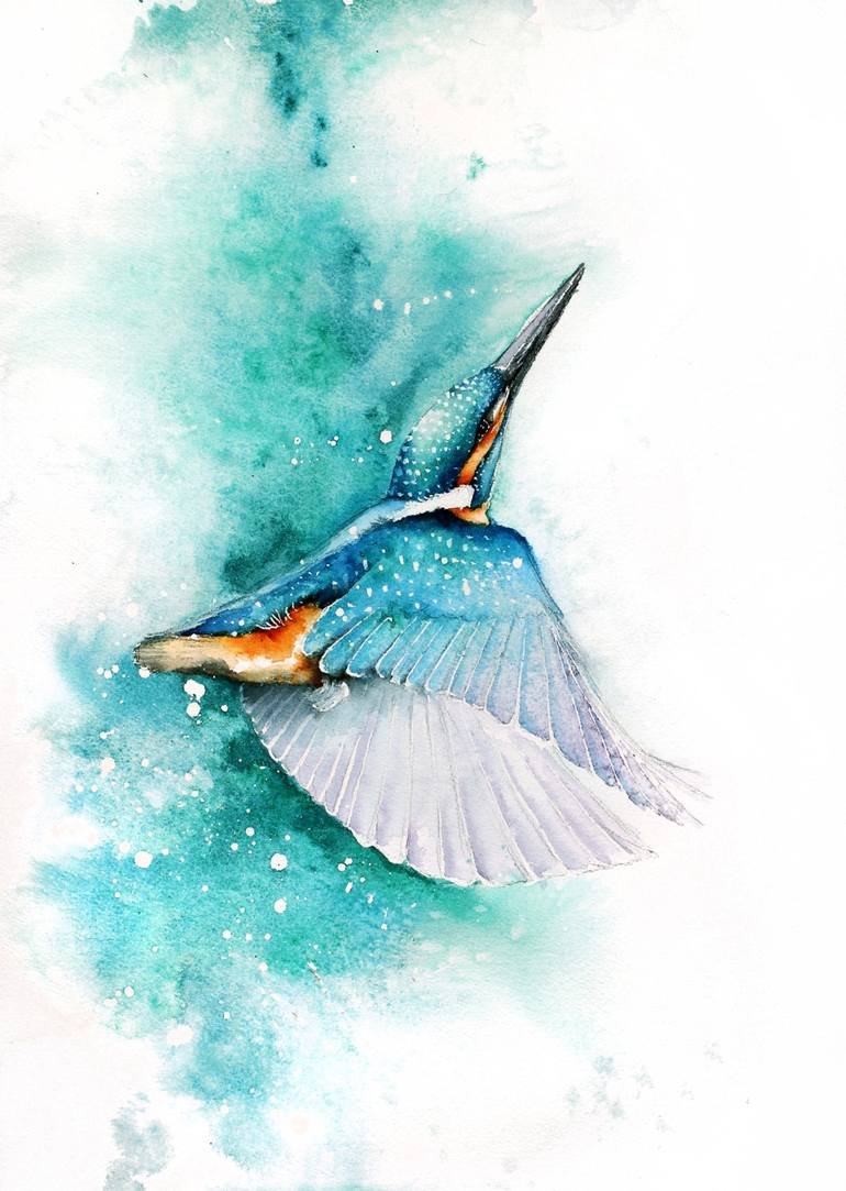 Красивая птичка акварель