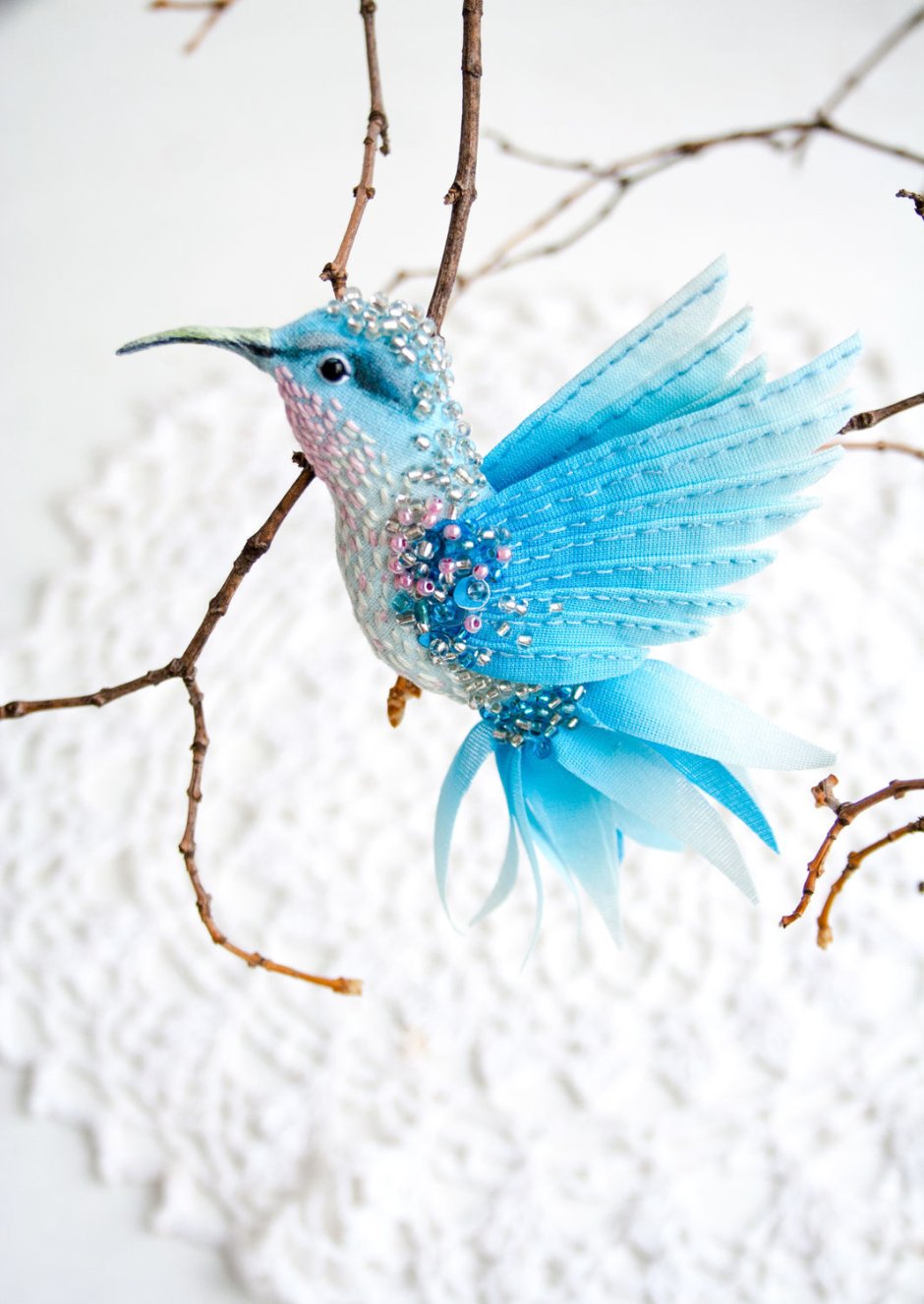 Голубые птички акварель