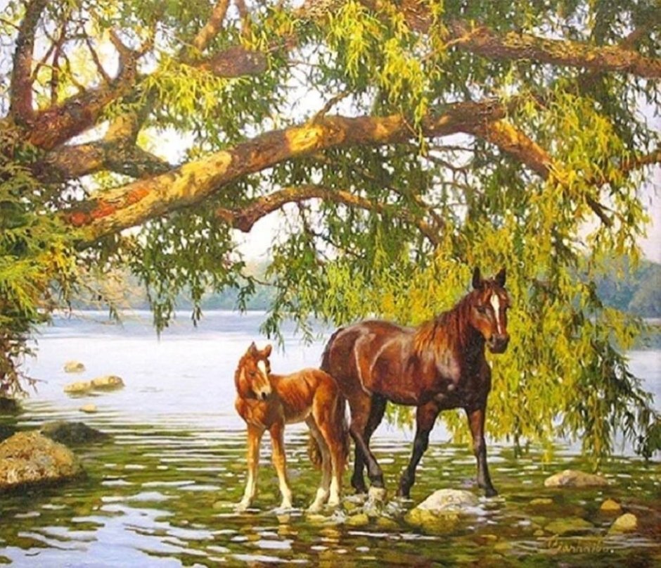 В Маркова пейзаж с лошадью картина