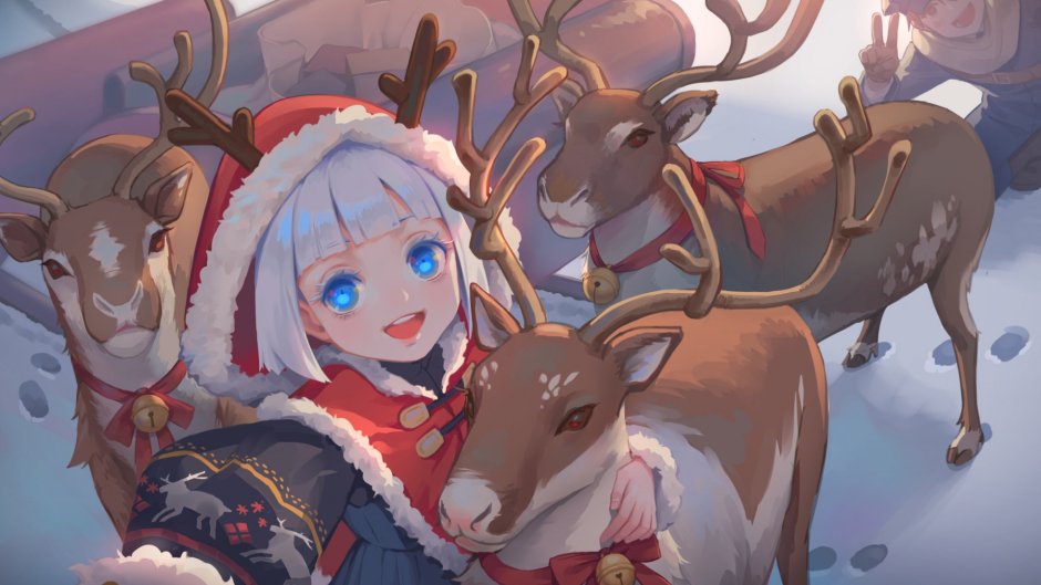 Смешной новогодний олень