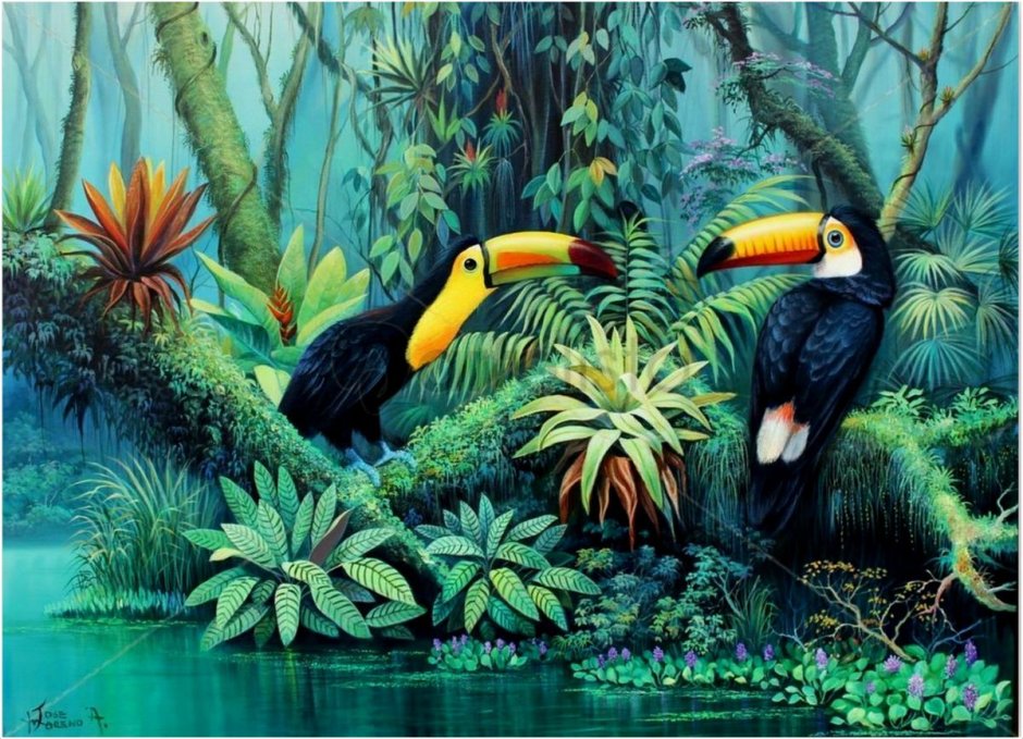 Тропический лес живопись