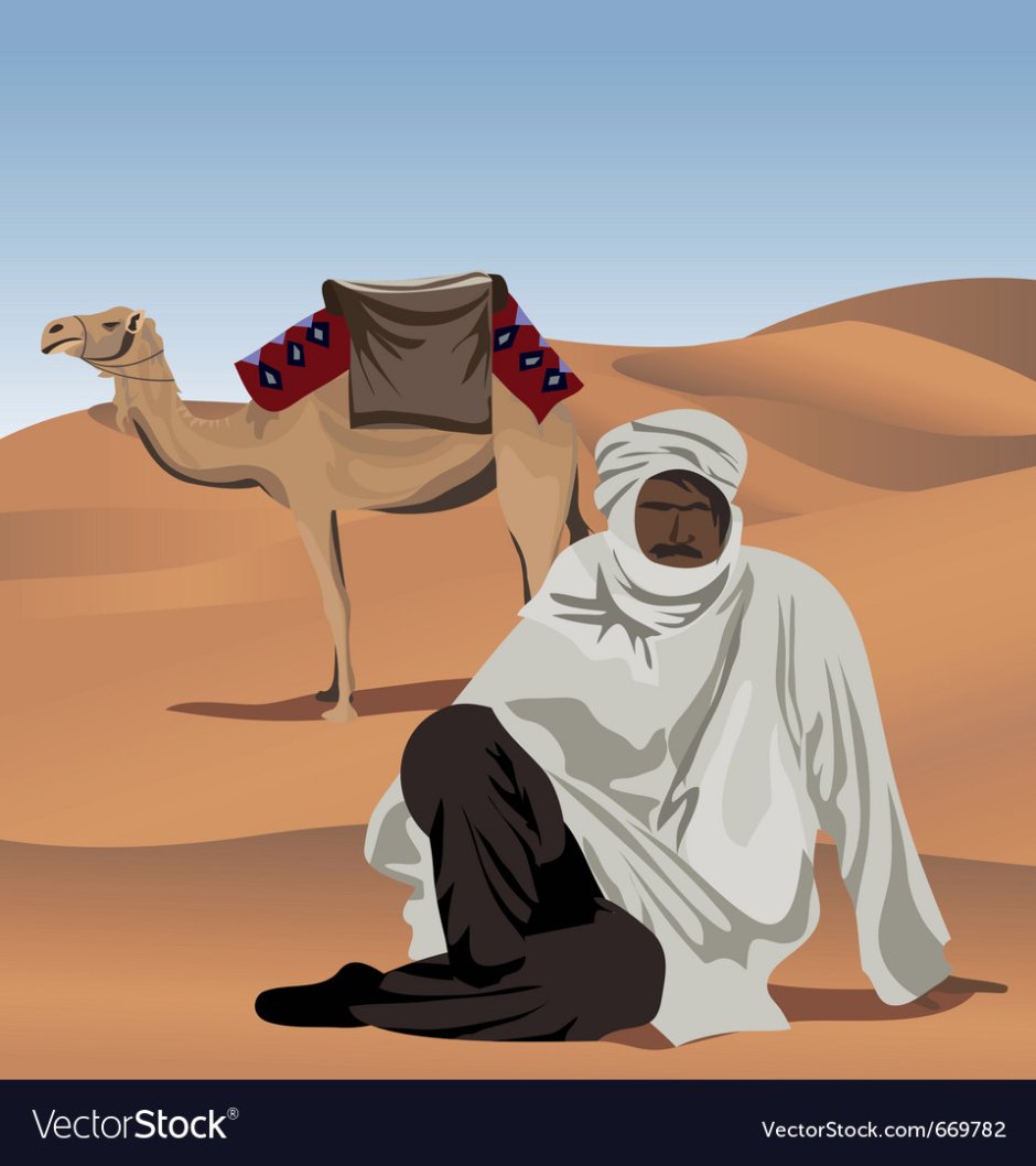 Бедуин с верблюдом вектор