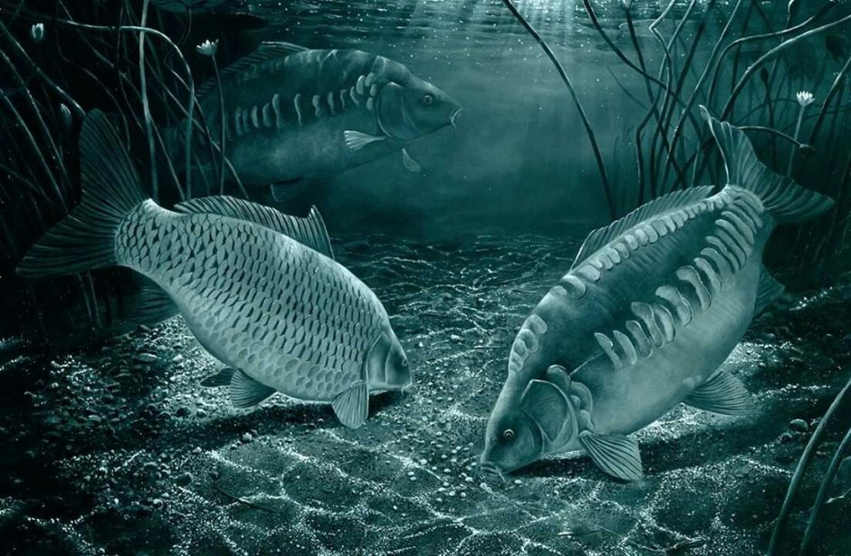 Зеркальный Карп под водой