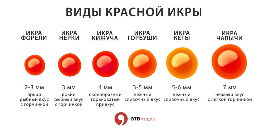 Виды красной икры