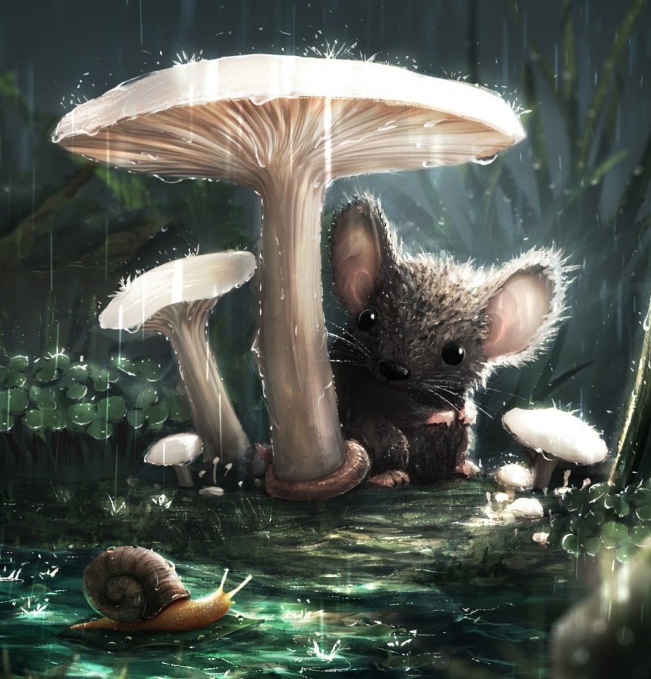 Милые грибы арт