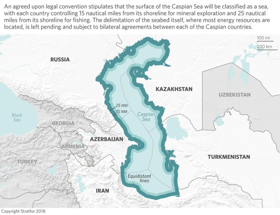 Географическая карта Каспийского моря