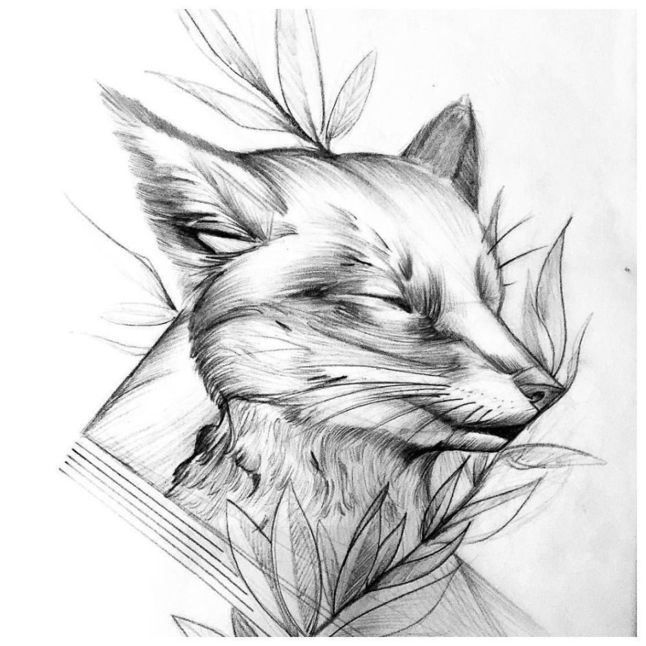 Эскиз тату лиса лайнворк