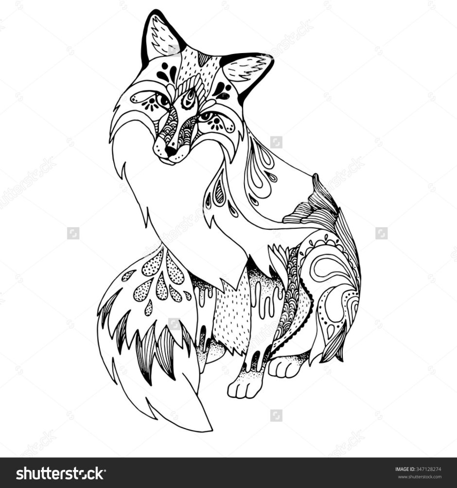 Тату с лисами чб