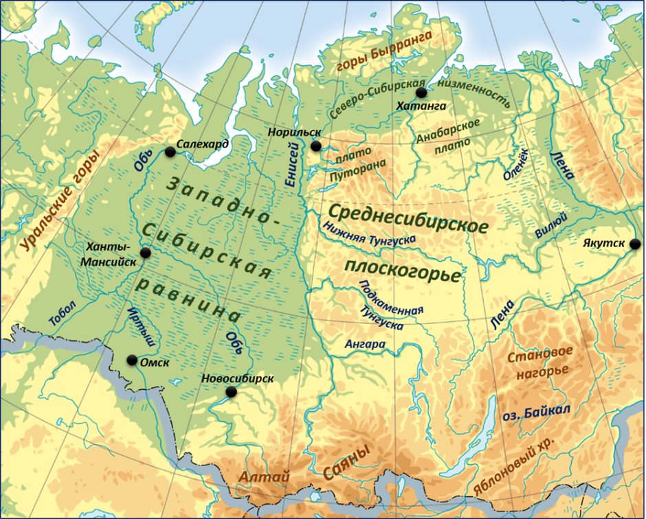 Ишимская равнина на карте России