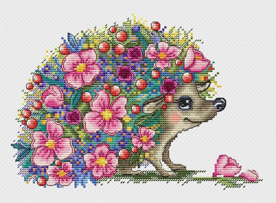 Вышивка весенний Ежик