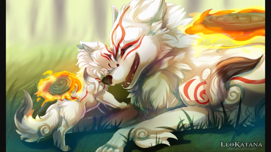 Японский волк Оками и Аматерасу