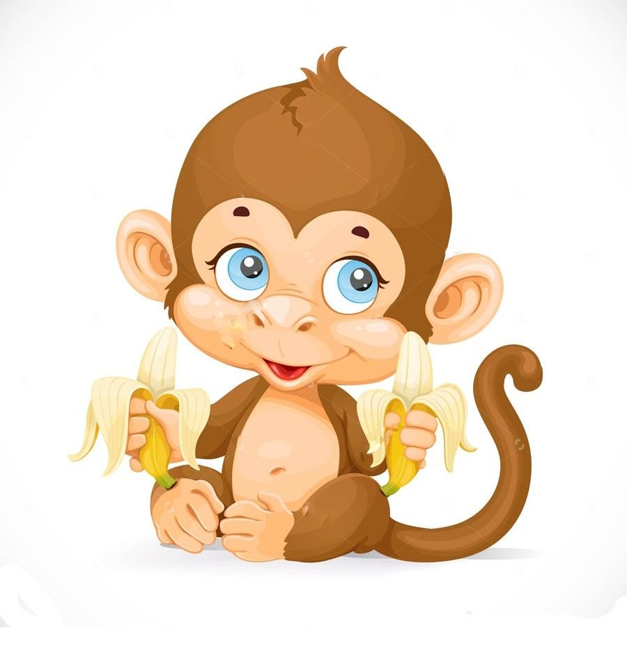 Обезьяна с бананами для детей