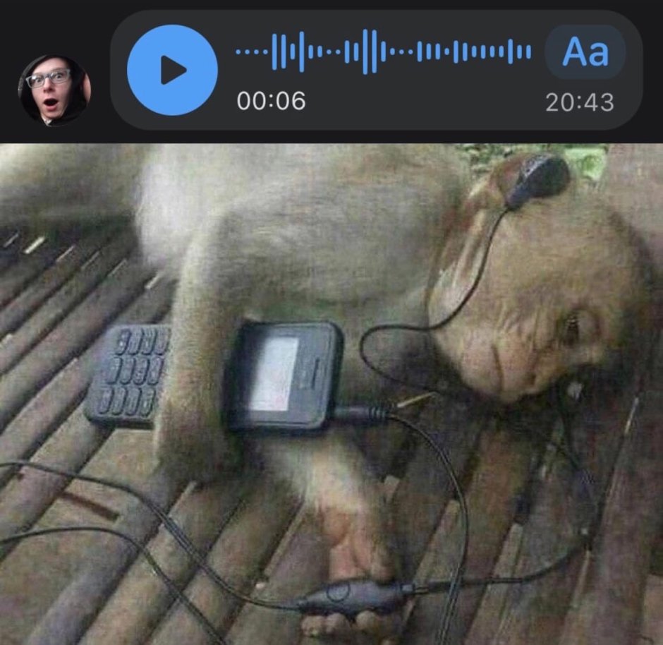 Обезьянка с наушниками и плеером