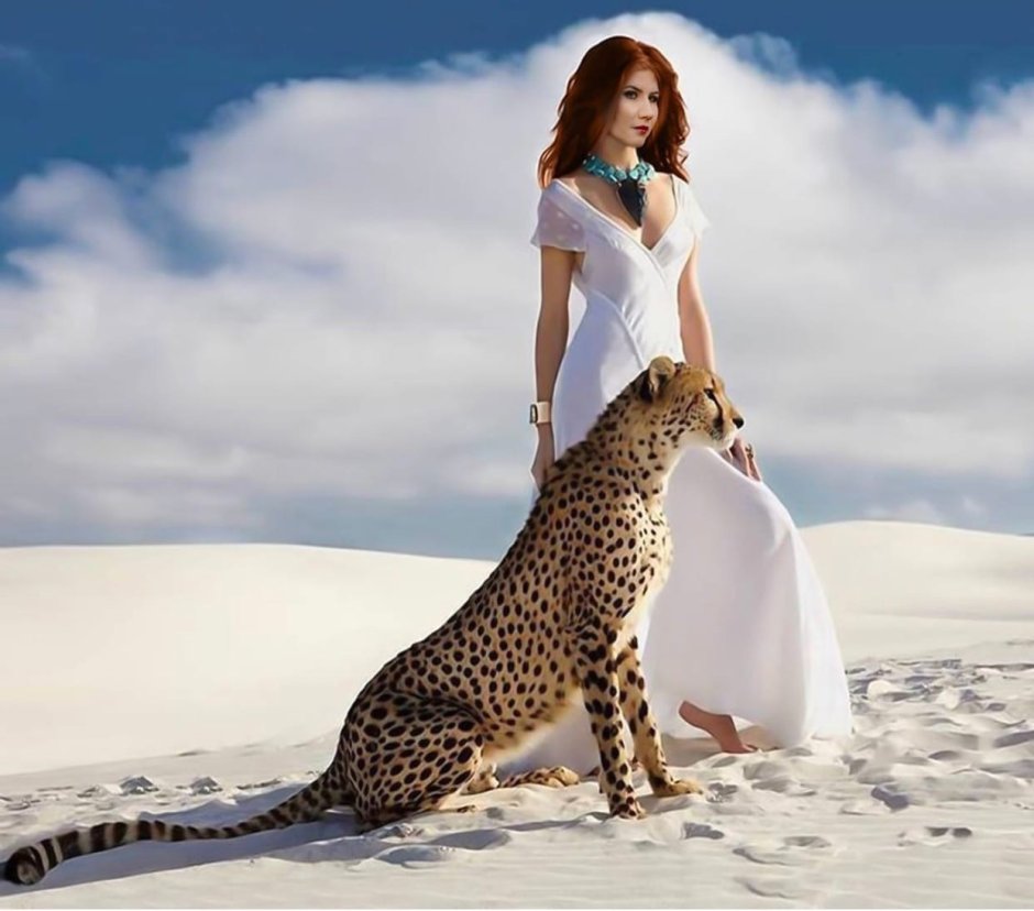 Филлис Гордон с леопардом