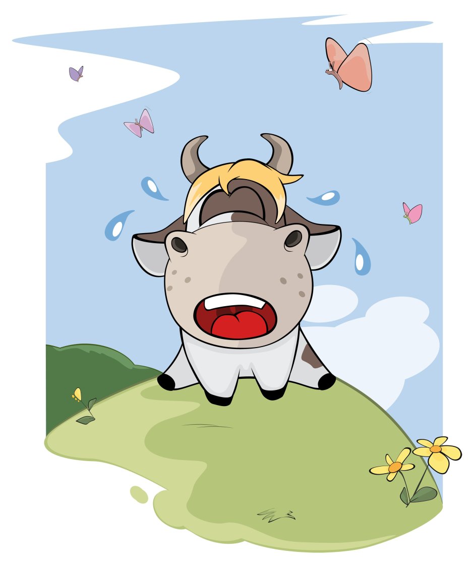 Грустная корова рисунок
