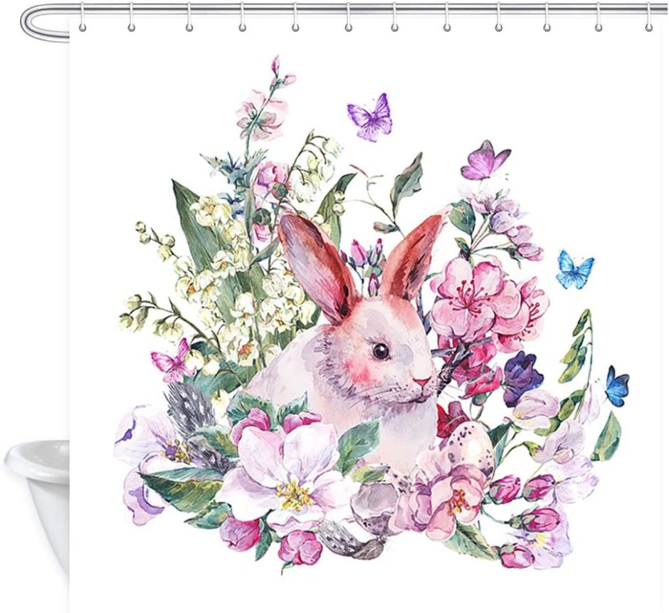 Заяц в цветах акварель