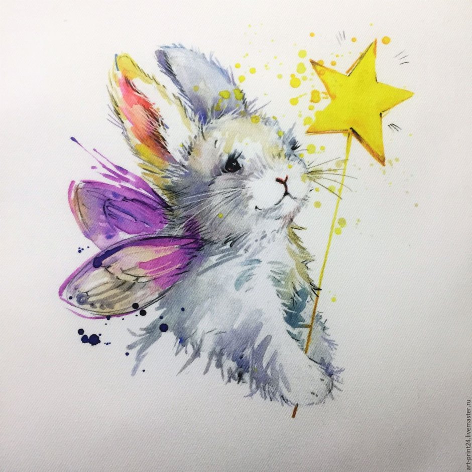 Зайчонок акварель