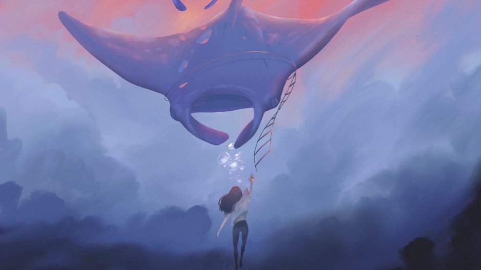 Кит в небе арт