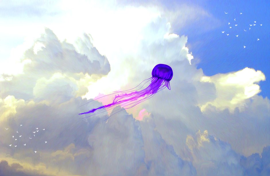Летающие медузы в небе