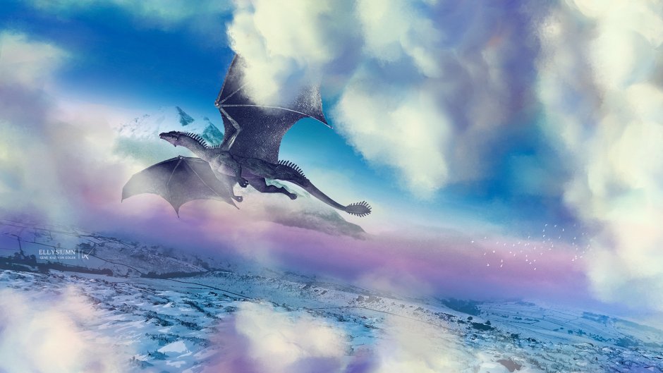 Белый дракон в небе