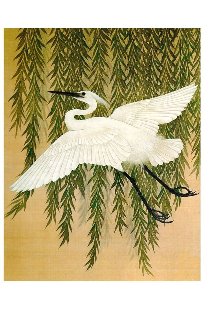 Японская живопись Журавли и Цапли