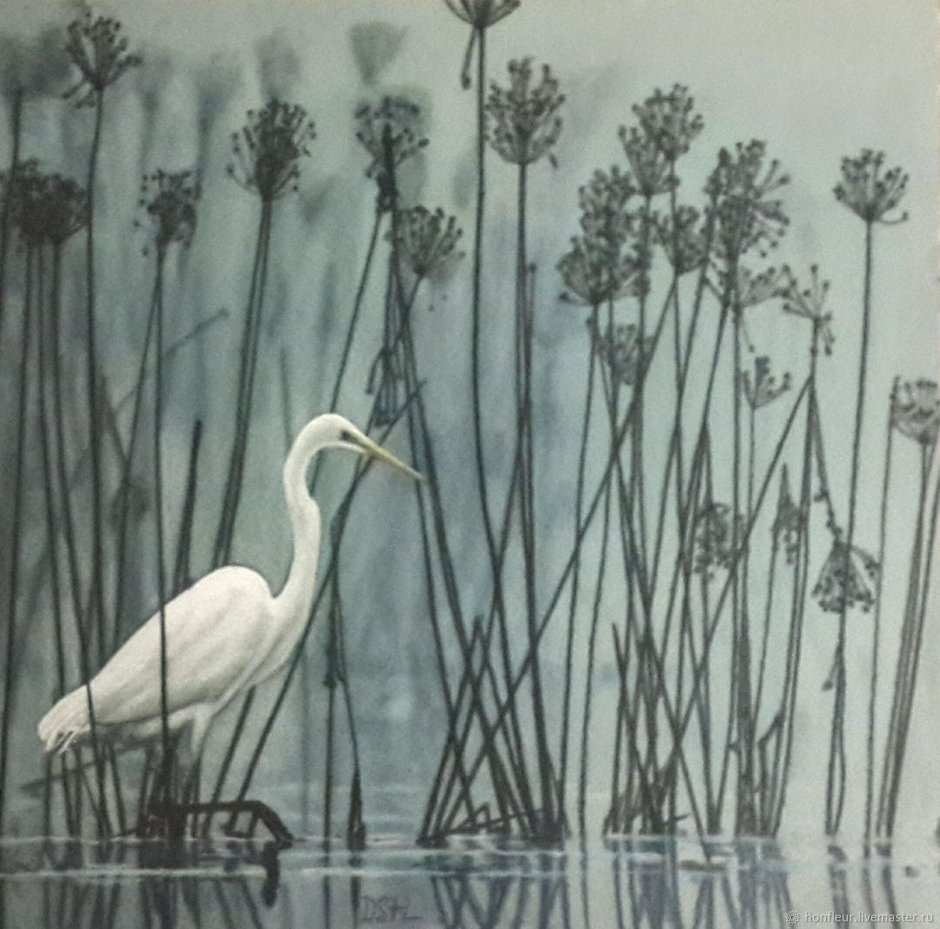 Цапля в камышах