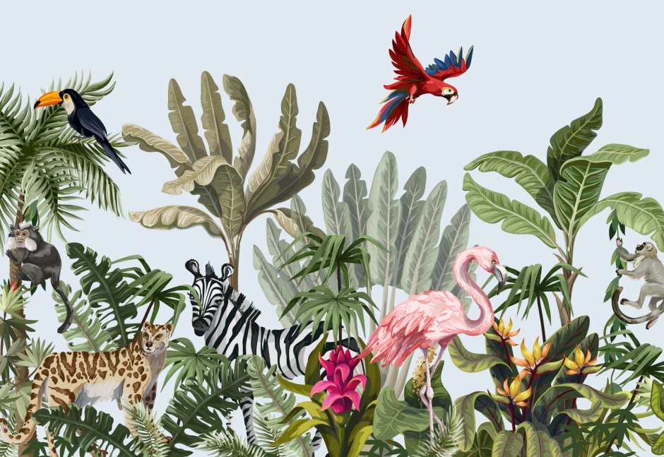 Фотообои тропические птицы