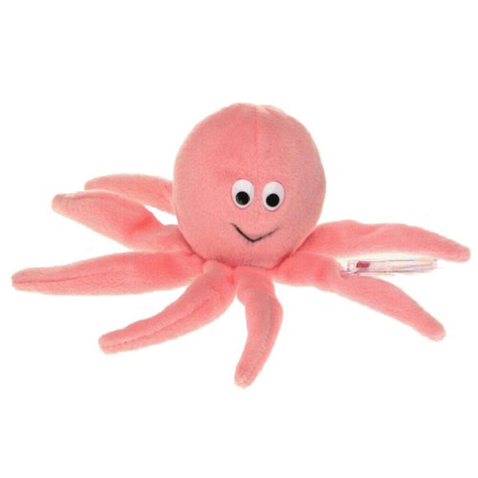 Резиновая игрушка осьминог маленький розовый с бантиком