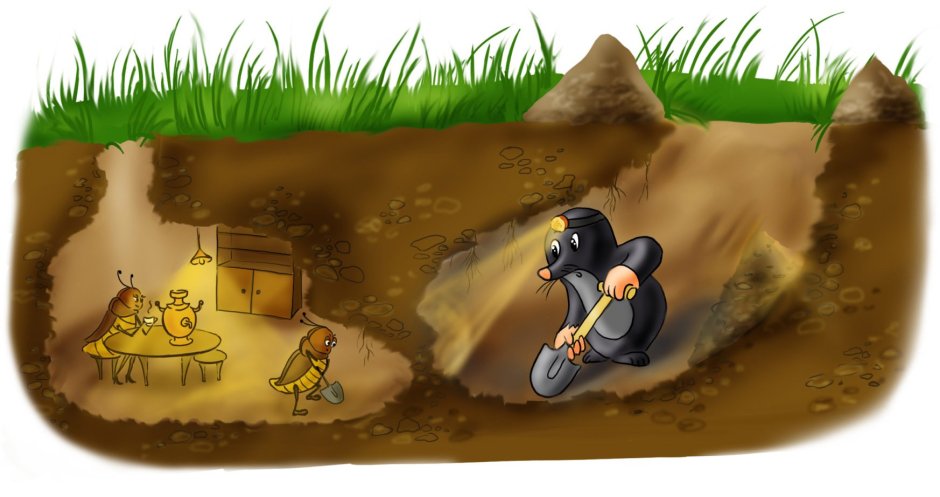 Крот под землей