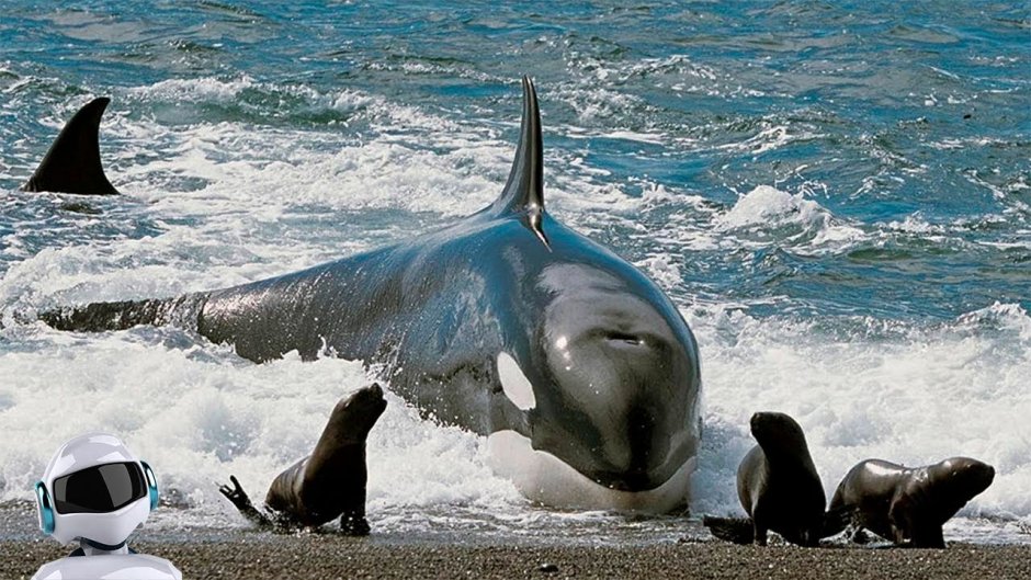 Касатка питается тюленями