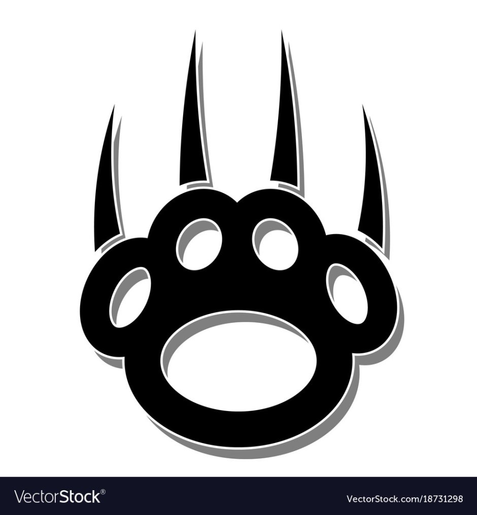 Белая Кошачья лапа с когтями