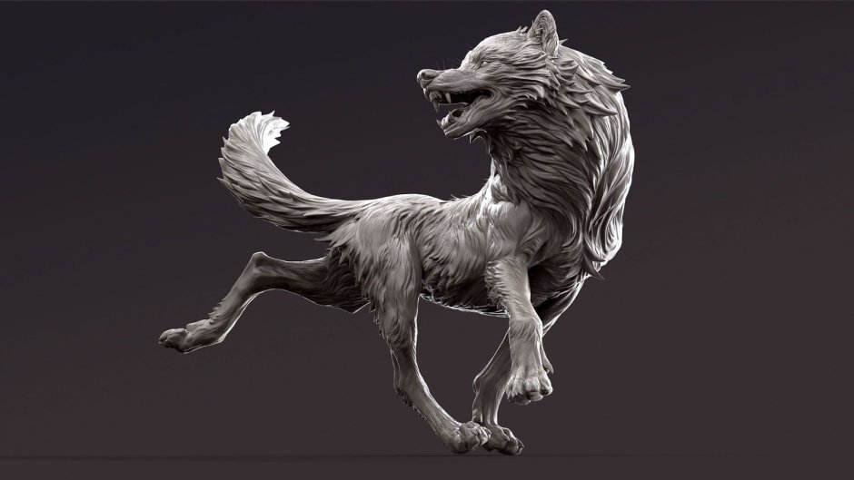 Картины акварелью волк