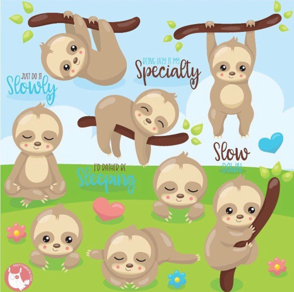 Мини рисунки Ленивец