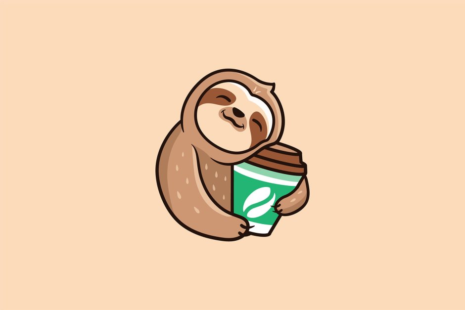 Ленивец с кофе