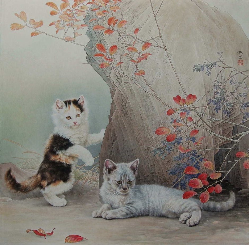Художник XING Chengai кошки