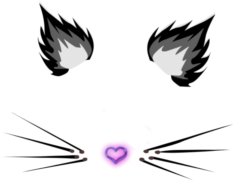 Кошачьи ушки на прозрачном фоне