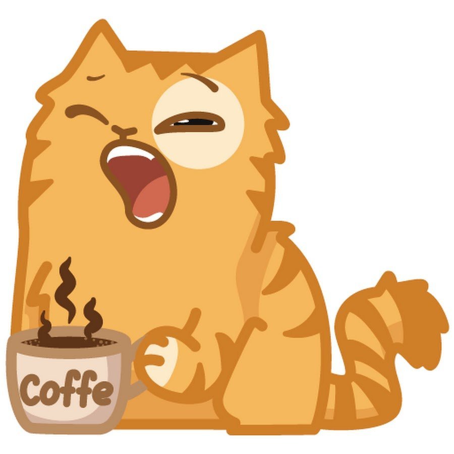Кот персик Стикеры кофе