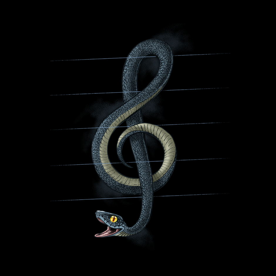 Змея на черном фоне арт
