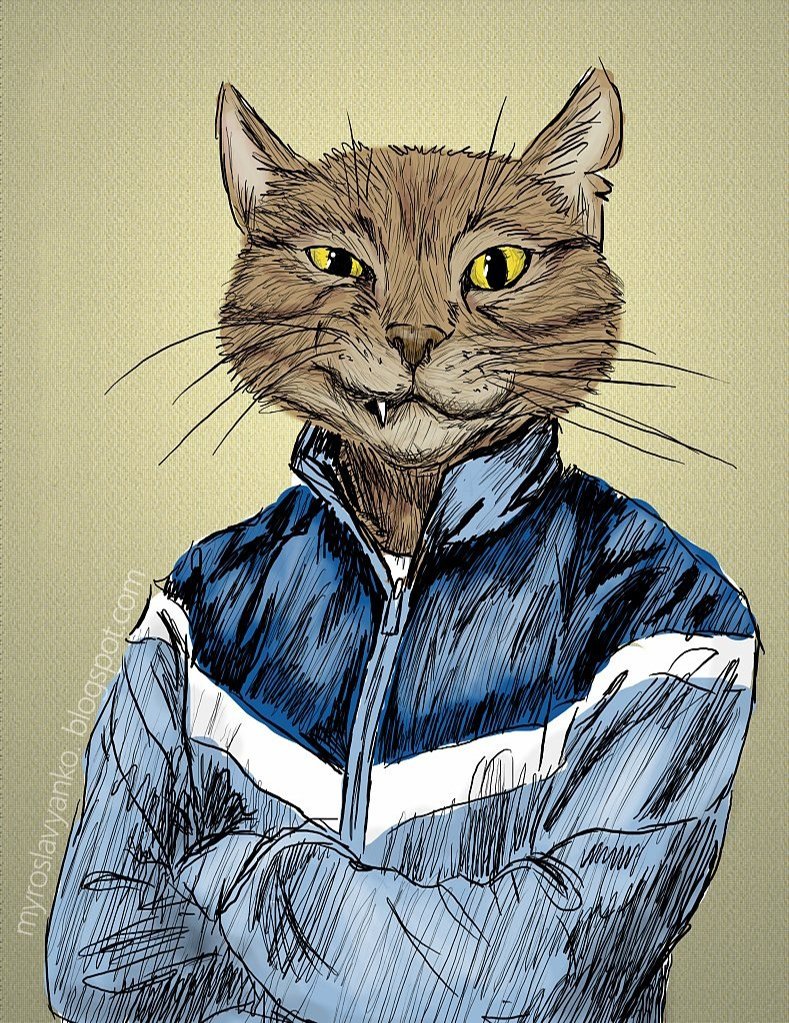 Человек с головой кота