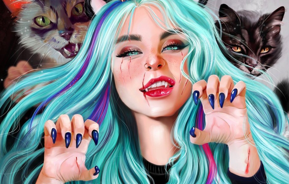 Человек с головой кота