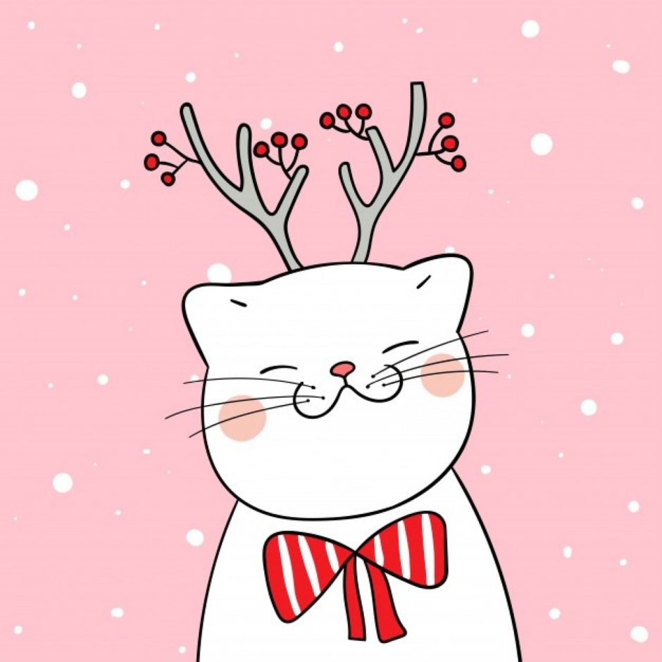 Котик новый год рисунок
