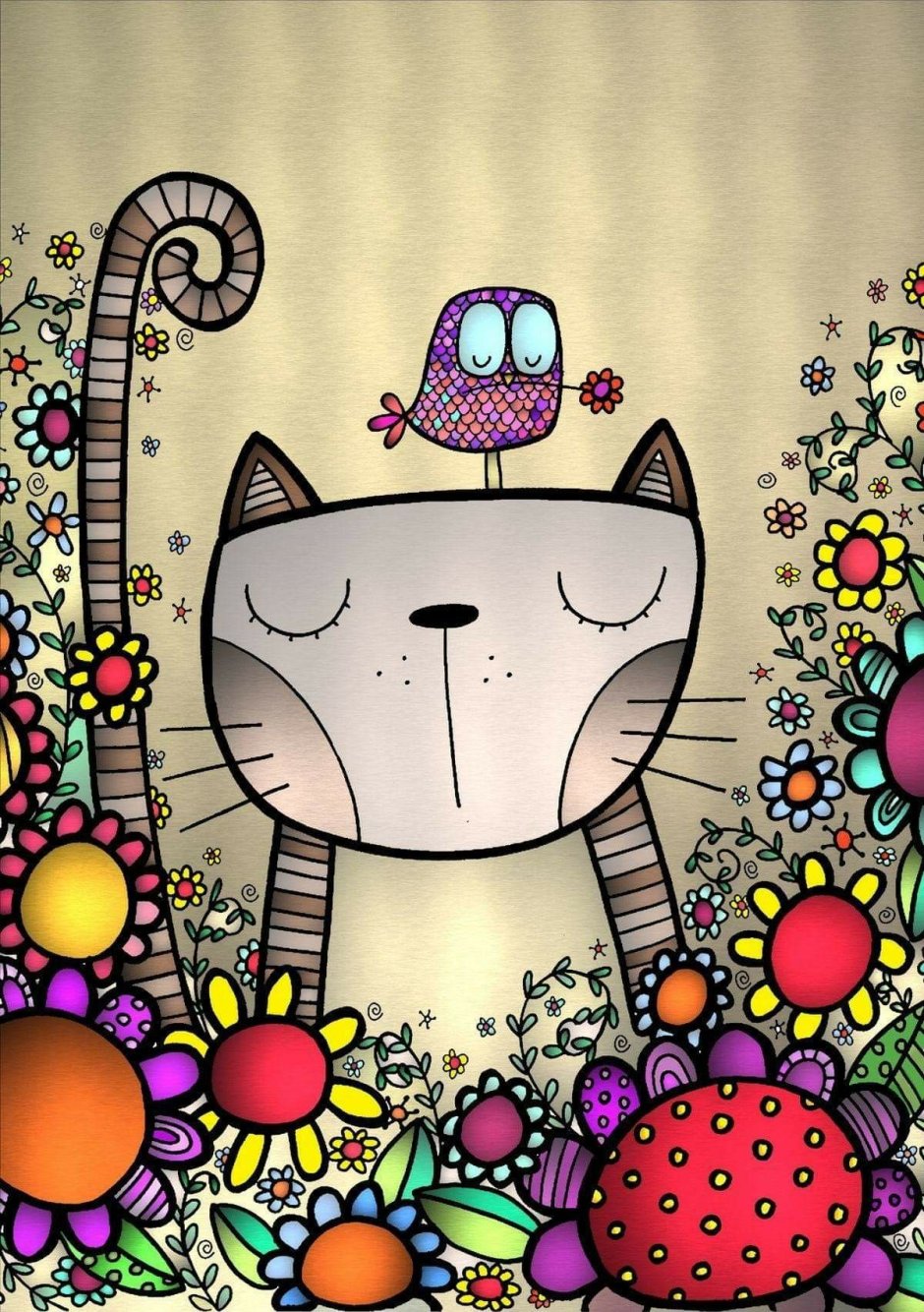 Кошка улыбается