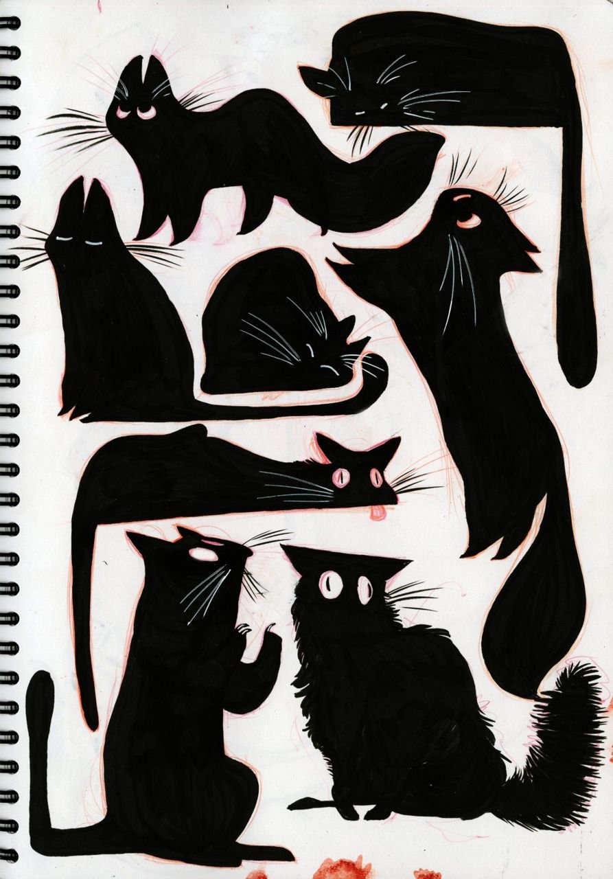 Черный кот иллюстрация