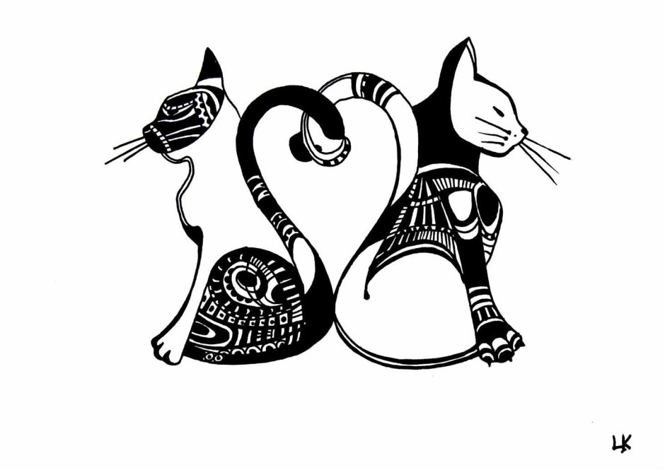 Стилизованные кошки в графике