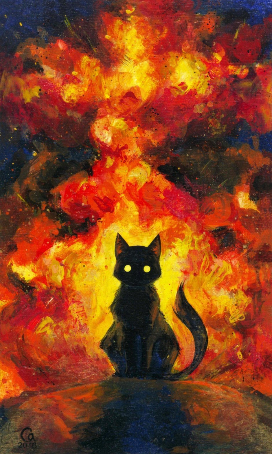 Кот с огненными глазами