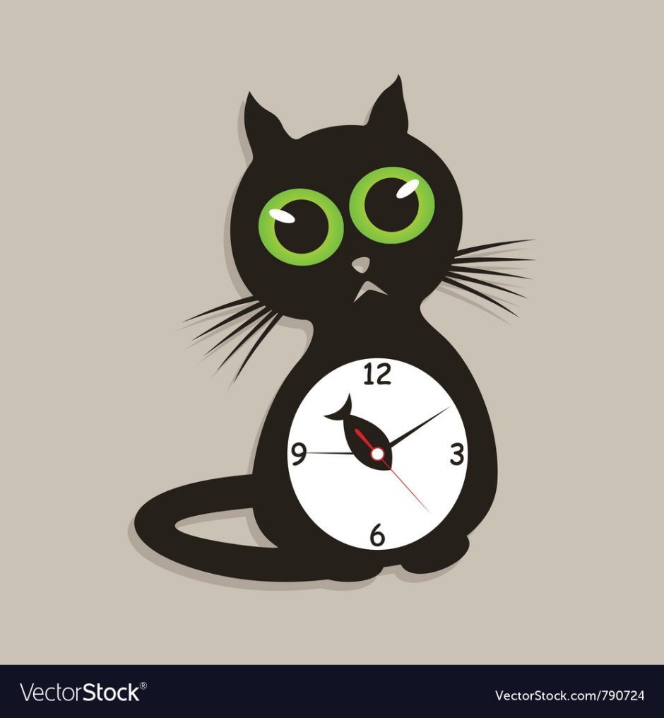 Часы настенные кот вектор