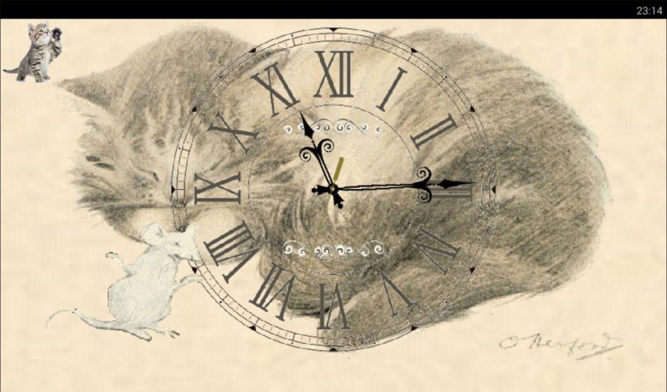 Часы котенок