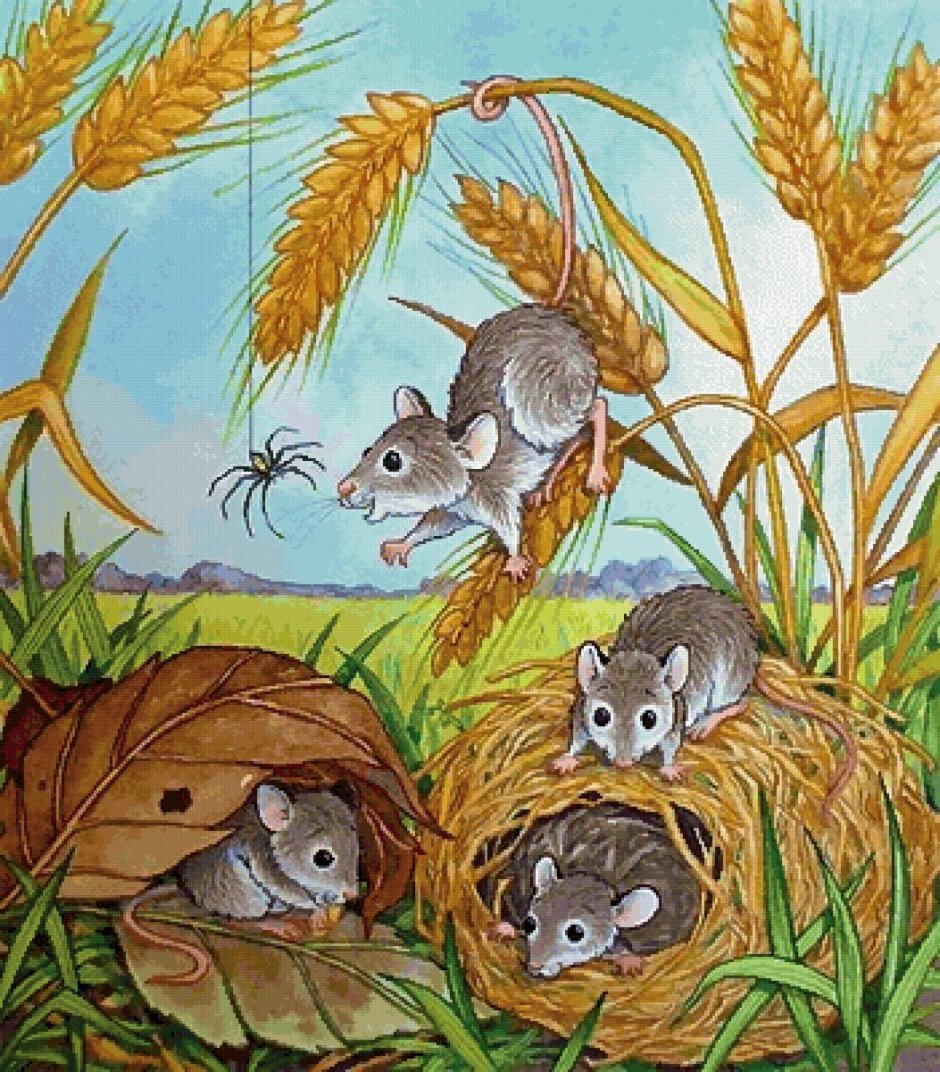 Мышки в поле иллюстрация